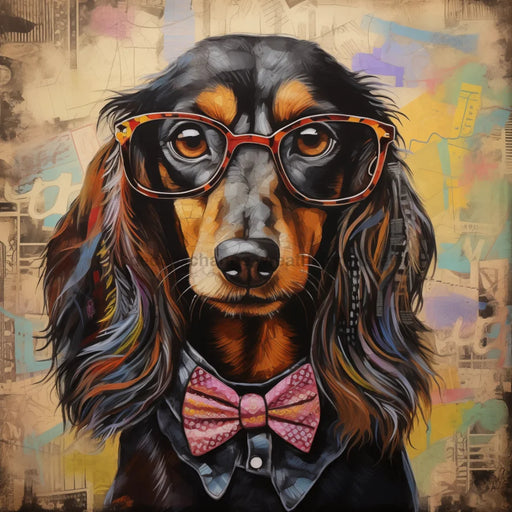 Dachshund Dog With Glasses Sign Funny Animal Wall Art Dco - 01348 For Wreath 10X10’ Metal