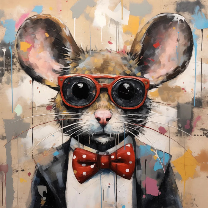 Mouse With Glasses Sign Funny Animal Wall Art Dco-01161 For Wreath 10X10 Metal