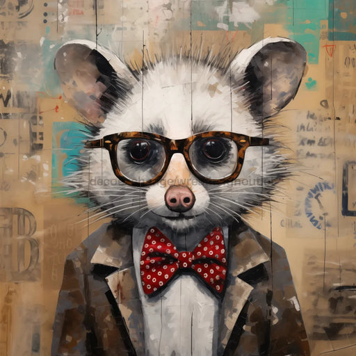 Opposum With Glasses Sign Funny Animal Wall Art Dco-01159 For Wreath 10X10 Metal