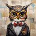 Owl With Glasses Sign Funny Animal Wall Art Dco-01154 For Wreath 10X10 Metal