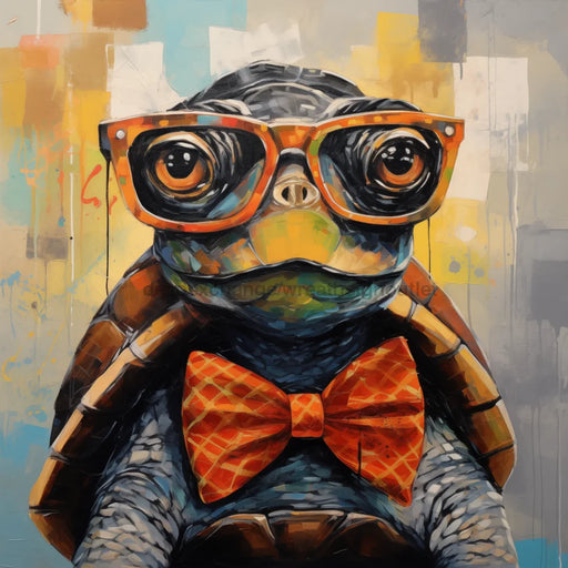 Tortoise With Glasses Sign Funny Animal Wall Art Dco-01138 For Wreath 10X10 Metal